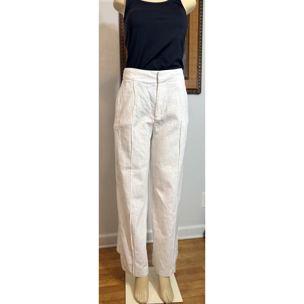 Amalie The Label 100% Linen Wide Leg Pants Womens US 6 Cream High Waist Trousers